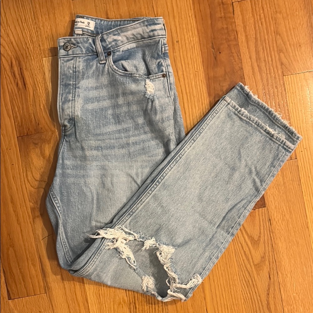 Abercrombie & Fitch Blue Ankle Cropped Jeans Distressed